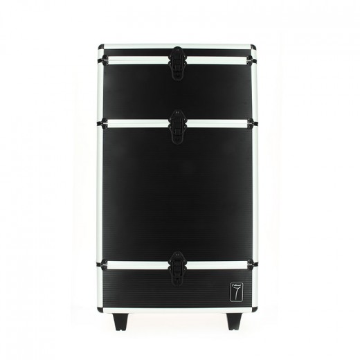Valise professionnelle à roulette noire et argent 43x23x72cm Valise professionnelle à roulette noire et argent 43x23x72cm