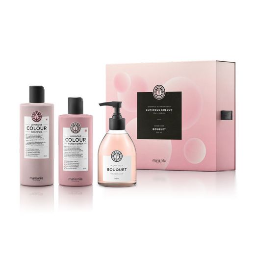 Maria Nila Coffret Luminous Colour (2 soins + 1 savon main Bouquet) 950ML, Coffret Maria Nila Coffret Luminous Colour (2 soins + 1 savon main Bouquet) 950ML, Coffret