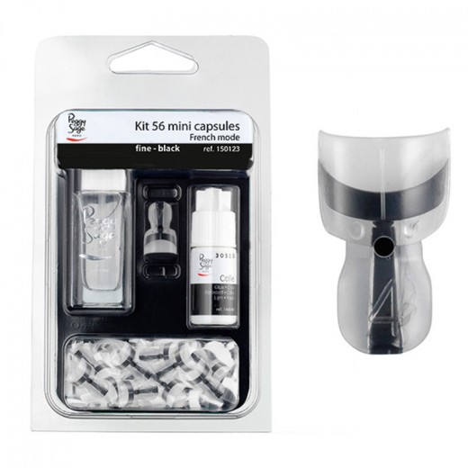 Peggy Sage Mini-capsules fine French mode Kit x56 Black, Capsules ongles Peggy Sage Mini-capsules fine French mode Kit x56 Black, Capsules ongles